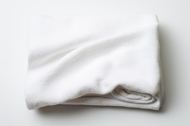 Photo a white towel that is folded and separated from its background by being placed on a white surface