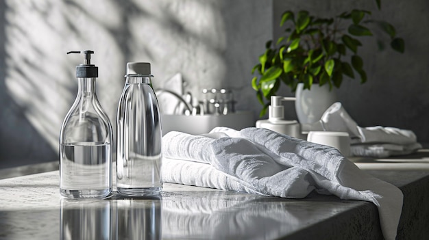 Photo white towels gracefully adorn the countertop