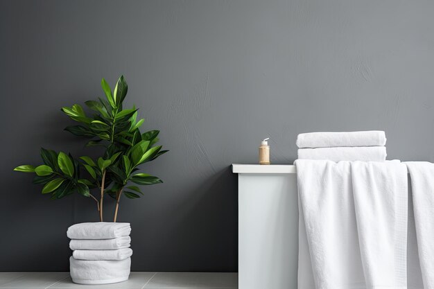 White towels in proximity to a gray wall