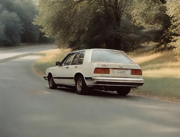 A white toyota corolla wagon is on the road.