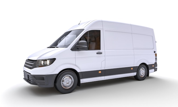 white transport van 3d render