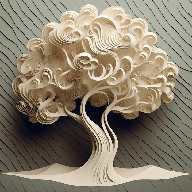 White tree paper style Generative AI