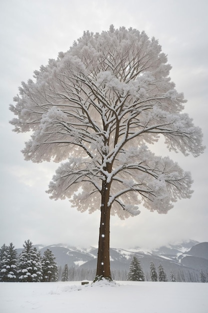 Photo white tree in snow