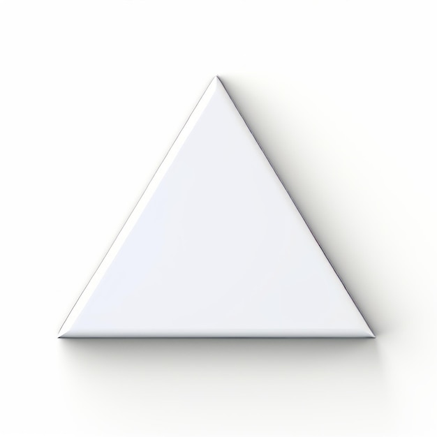 White Triangle Shaped Metal Sign On White Background