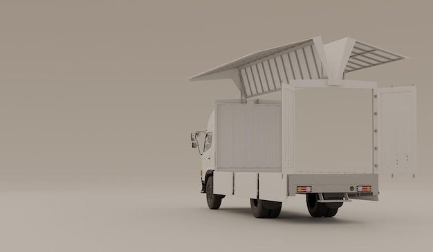 White Truck Container 3D Illustration Background and Mockup Logistic