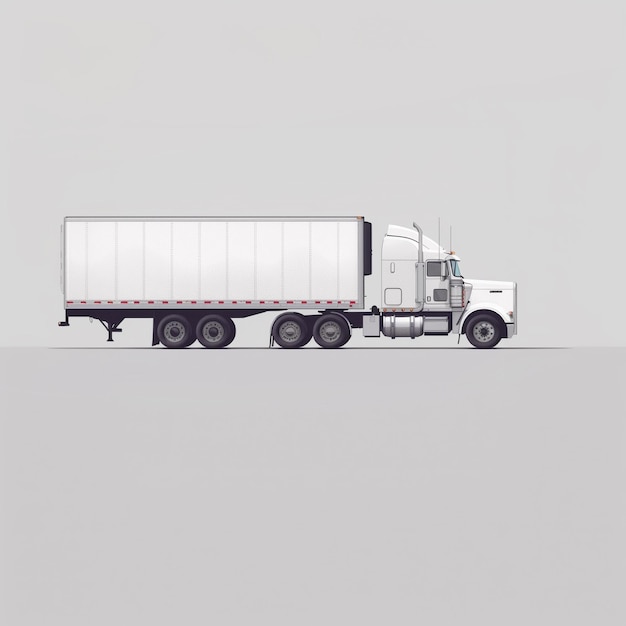 Photo white truck in a white background for mockup