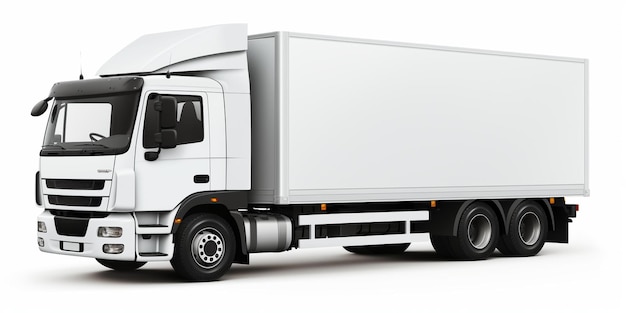 A white truck with the door open is shown on a white background.