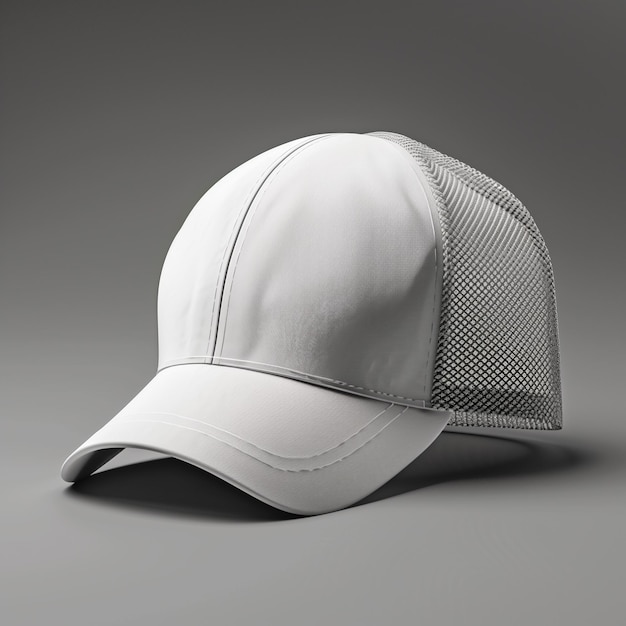 White Trucker Hat in Isolation on Solid Background