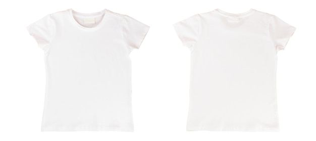 White Tshirt on both sides isolated on a white background