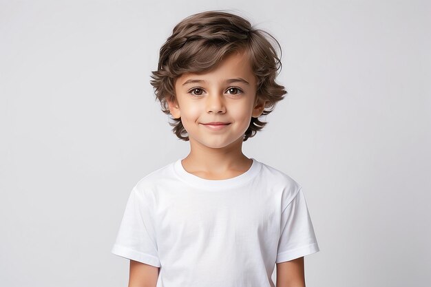 White Tshirt on a cute boy isolated on white background