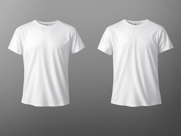 白い T シャツのデザインのモックアップと灰色の背景または白い T シャツのモックアップ