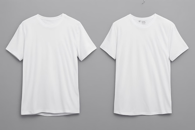 Photo white tshirt design mockup and grey background and white tshirt mockup