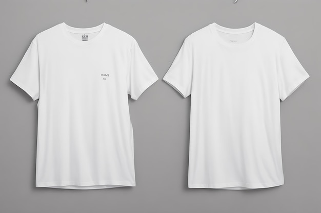 Photo white tshirt design mockup and grey background and white tshirt mockup