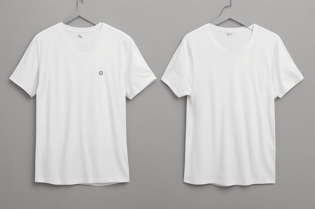 Photo white tshirt design mockup and grey background and white tshirt mockup