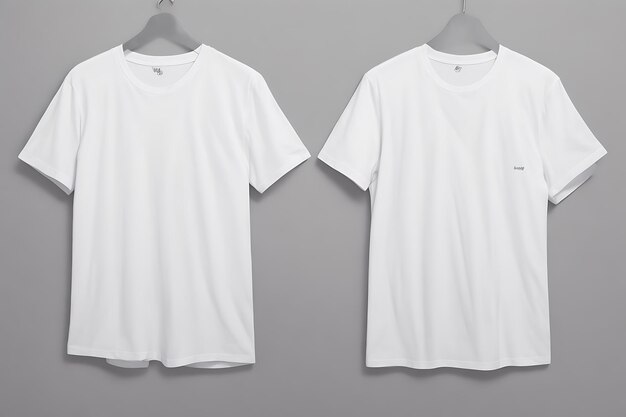 Photo white tshirt design mockup and grey background and white tshirt mockup