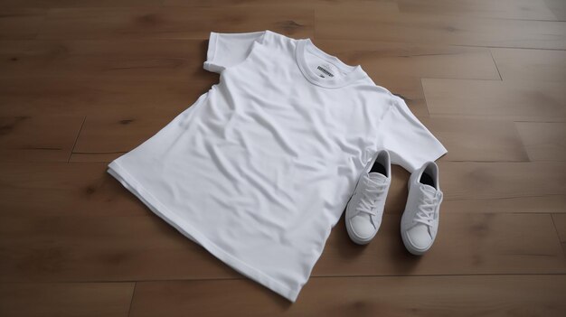 Photo white tshirt on the floor for mockup