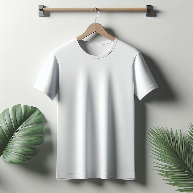 White Tshirt Hanging on the wall for Mockup