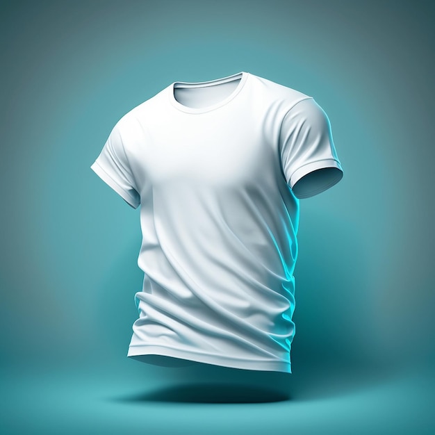 Макет белой футболки на синем фоне генеративный ай