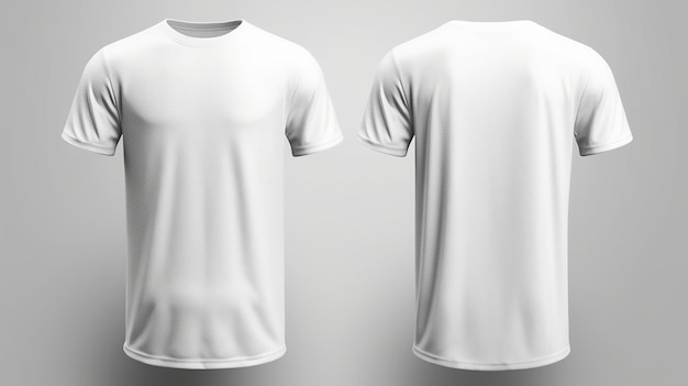 흰색 티셔츠 모형 앞면과 뒷면 Generative Ai