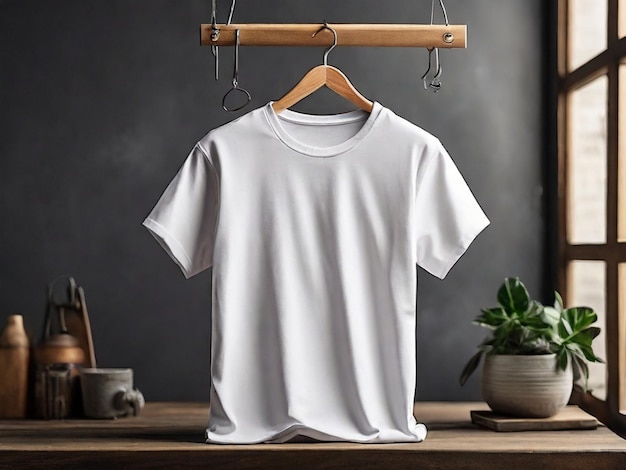 white tshirt mockup on hanger