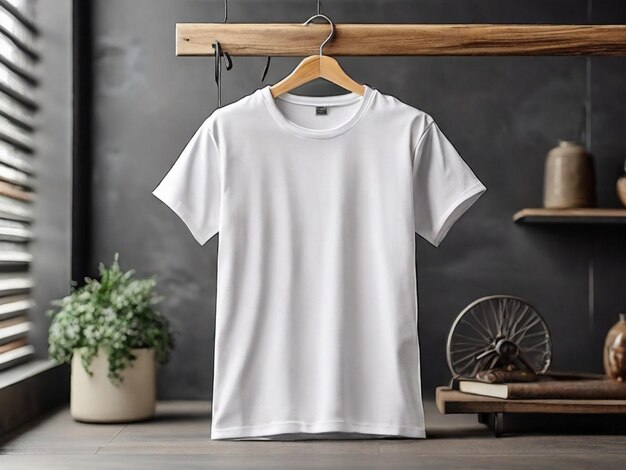 white tshirt mockup on hanger