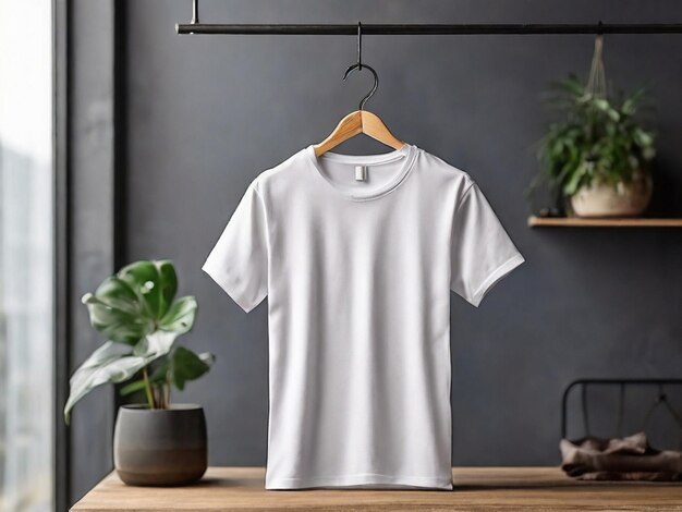 white tshirt mockup on hanger