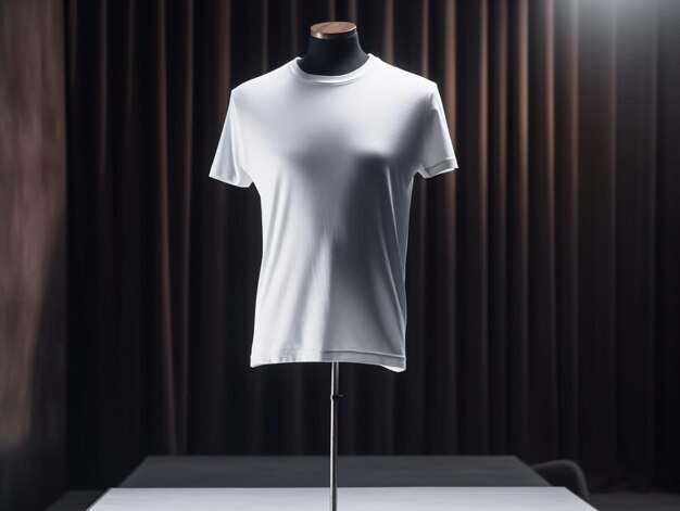 White tshirt mockup on mannequin on abstract