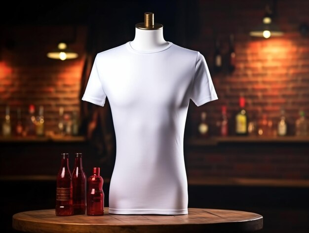 White tshirt mockup on a mannequin on hip hop background