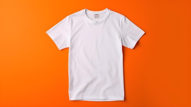 White tshirt mockup on orange background with copyspace