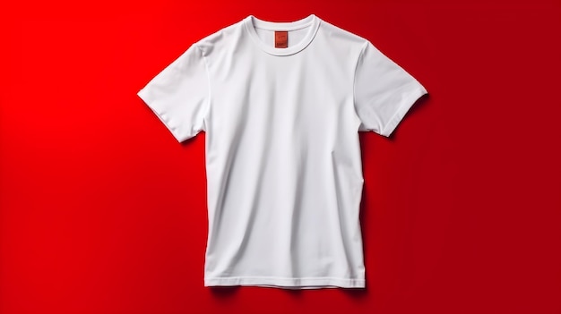 White tshirt mockup on red background with copyspace