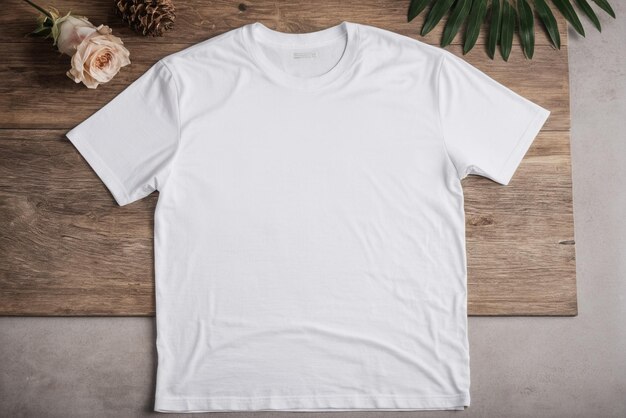 white tshirt mockup with copy space on a simple background