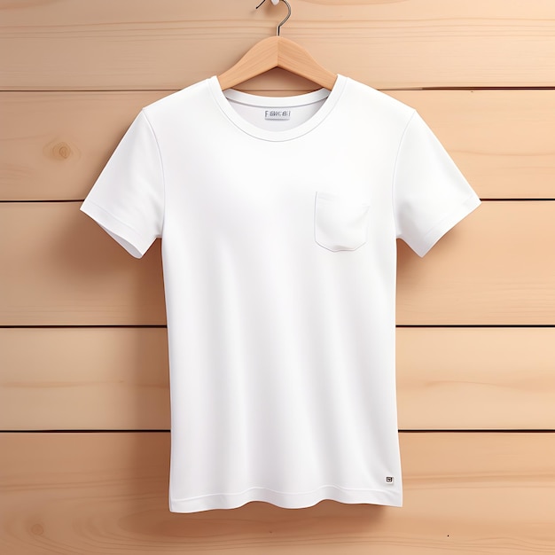 White TShirt Mockup With Wooden Background Ai Generative