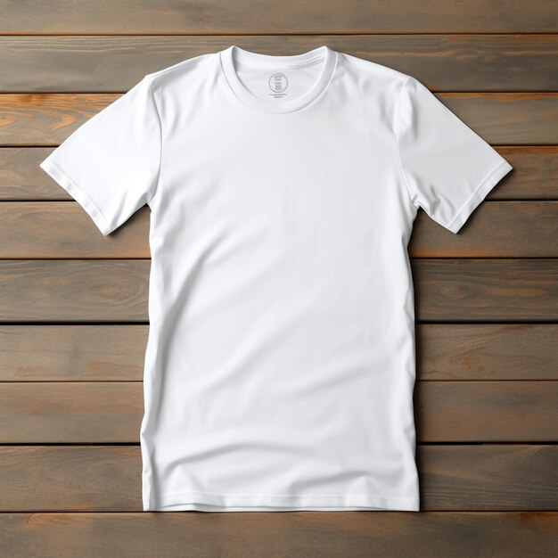 Premium AI Image | White tshirt mockup on wooden background