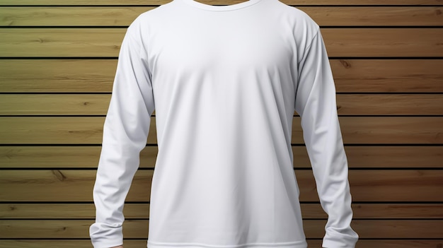 White tshirt mockup on wooden background