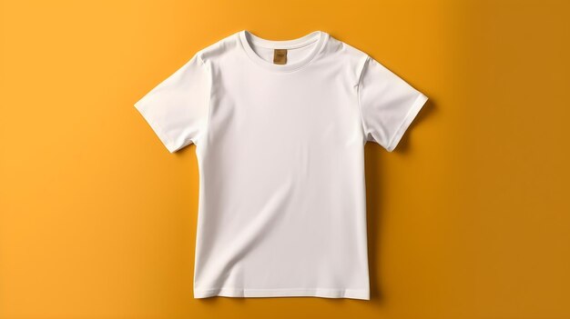 White tshirt mockup on yellow background with copyspace