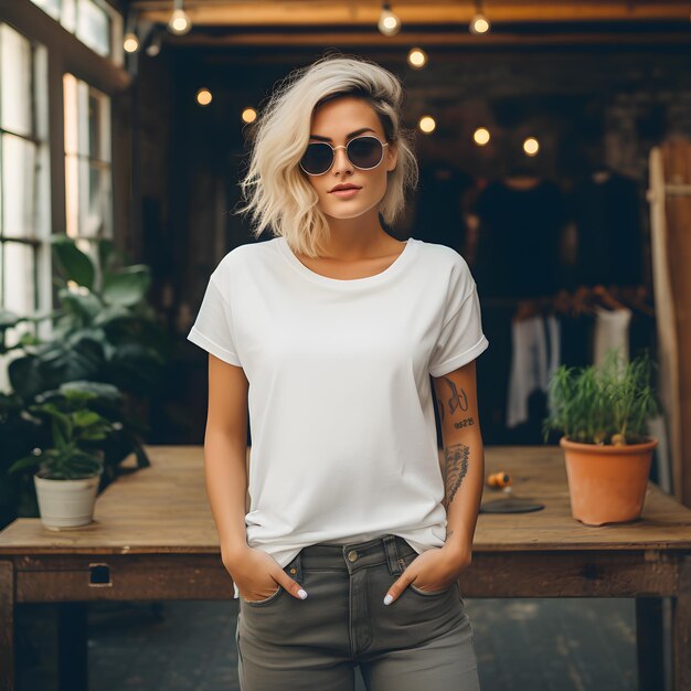 Photo white tshirt mockup