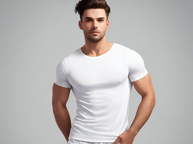 Premium AI Image | White tshirt model front view mockup ai generated