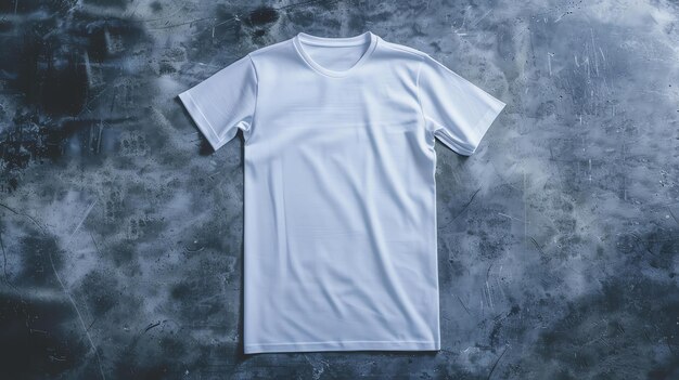 写真 灰色の背景の白いtシャツ シャツは柔らかい軽量な布で作られ,リラックスしたフィットです.