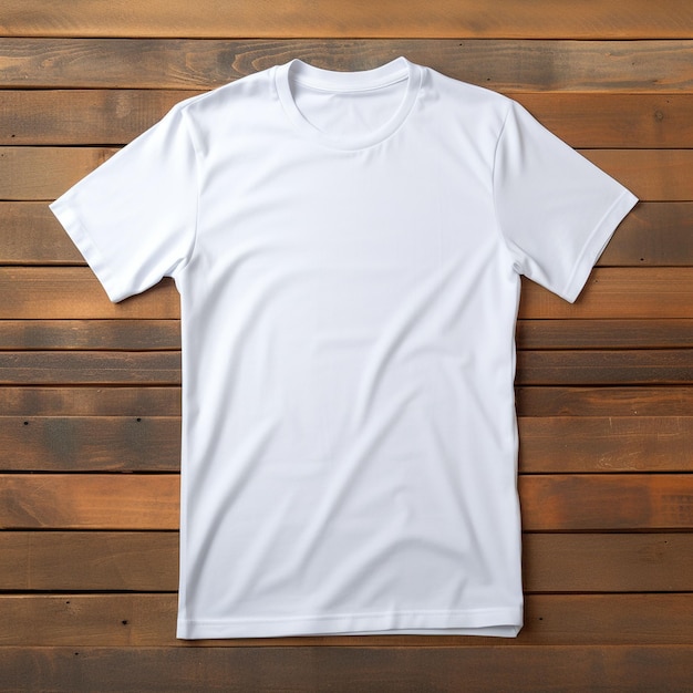 White tshirt template on wooden background