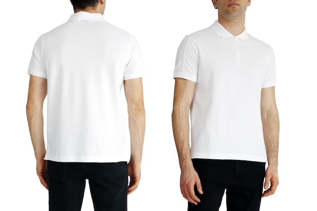 Photo white tshirt on two sides on a white isolated background copy space