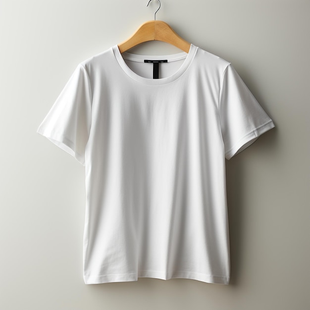A white tshirt with a black band at the top