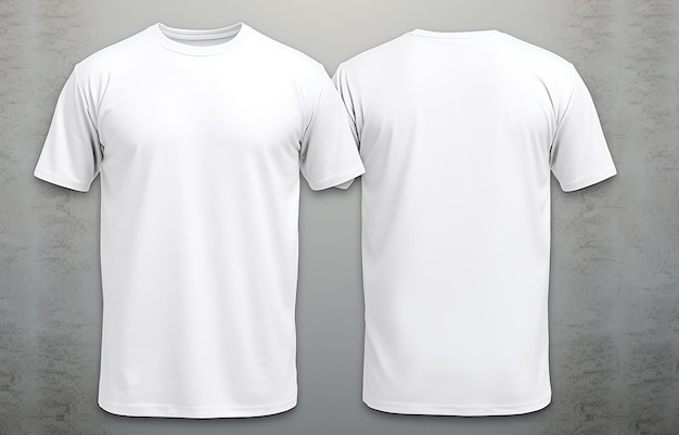 Photo white tshirt with front and back view for mockup with white background