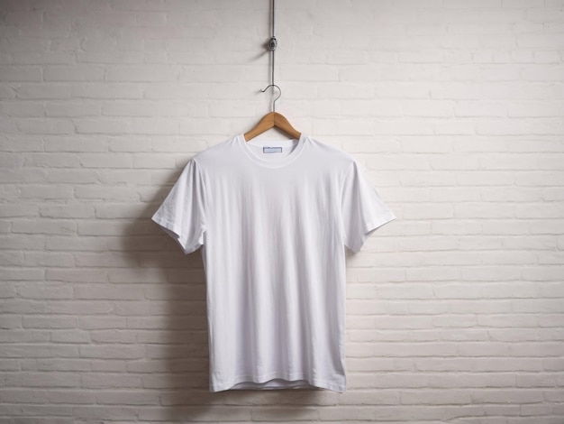 White tshirts shirt mockup concept with plain clothing copy space on white wall background