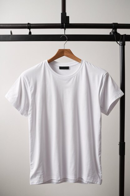 White tshirts shirt mockup concept with plain clothing copy space on white wall background