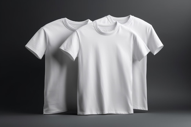 Белые футболки с копировальным пространством на темном фоне. Создано с помощью генеративной технологии искусственного интеллекта.
