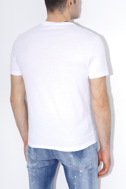 White tshirts with copy space on gray background