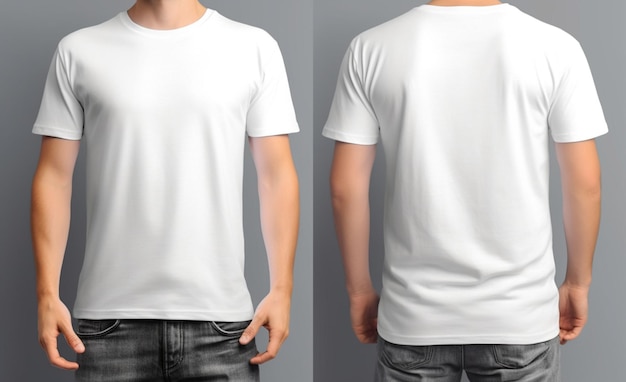 White tshirts with copy space on gray background