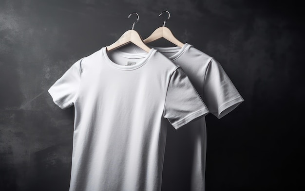 White tshirts with copy space on gray background