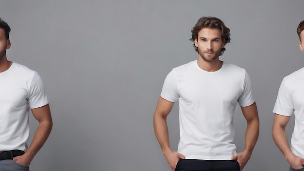 White tshirts with copy space on gray background