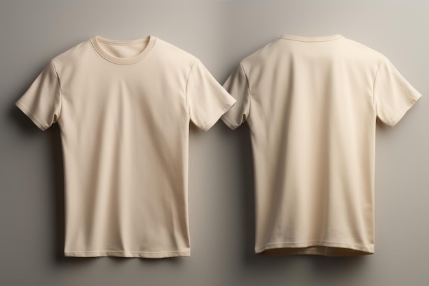 White tshirts with copy space on white background created using generative ai technology